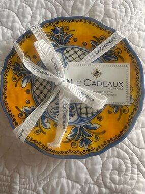 Le Cadeaux Yellow & Blue Decorative Appetizer Plate
